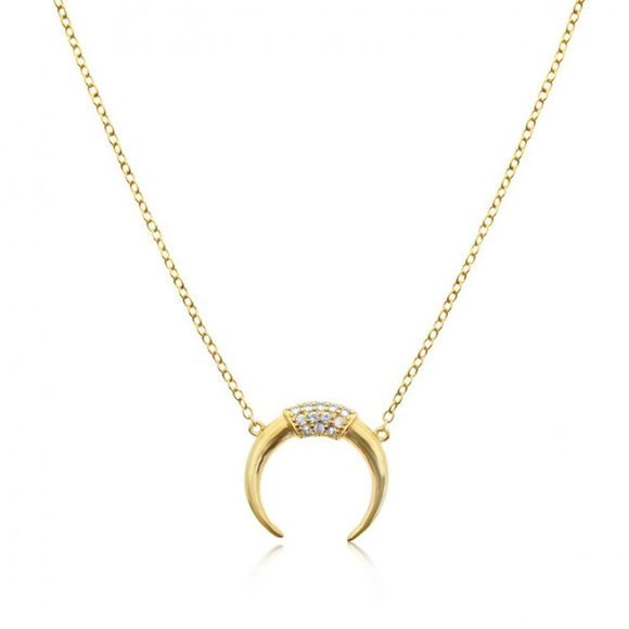 Vermeil Crescent Moon Necklace - Picture 1 of 2
